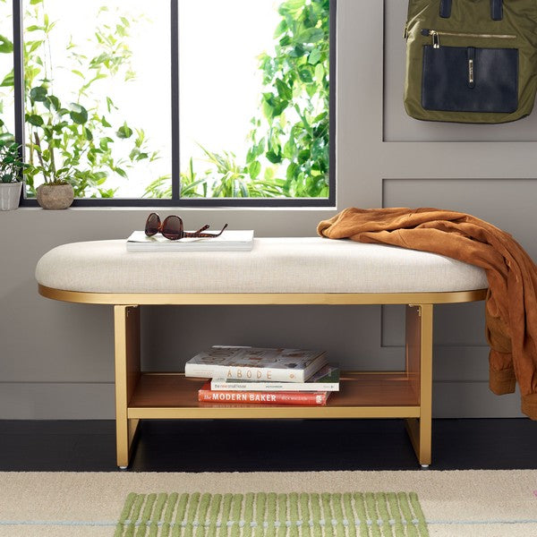 IONA OPEN SHELF BENCH W/ CUSHION