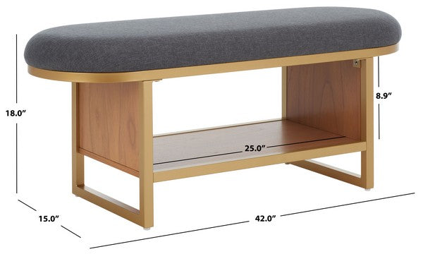 IONA OPEN SHELF BENCH W/ CUSHION