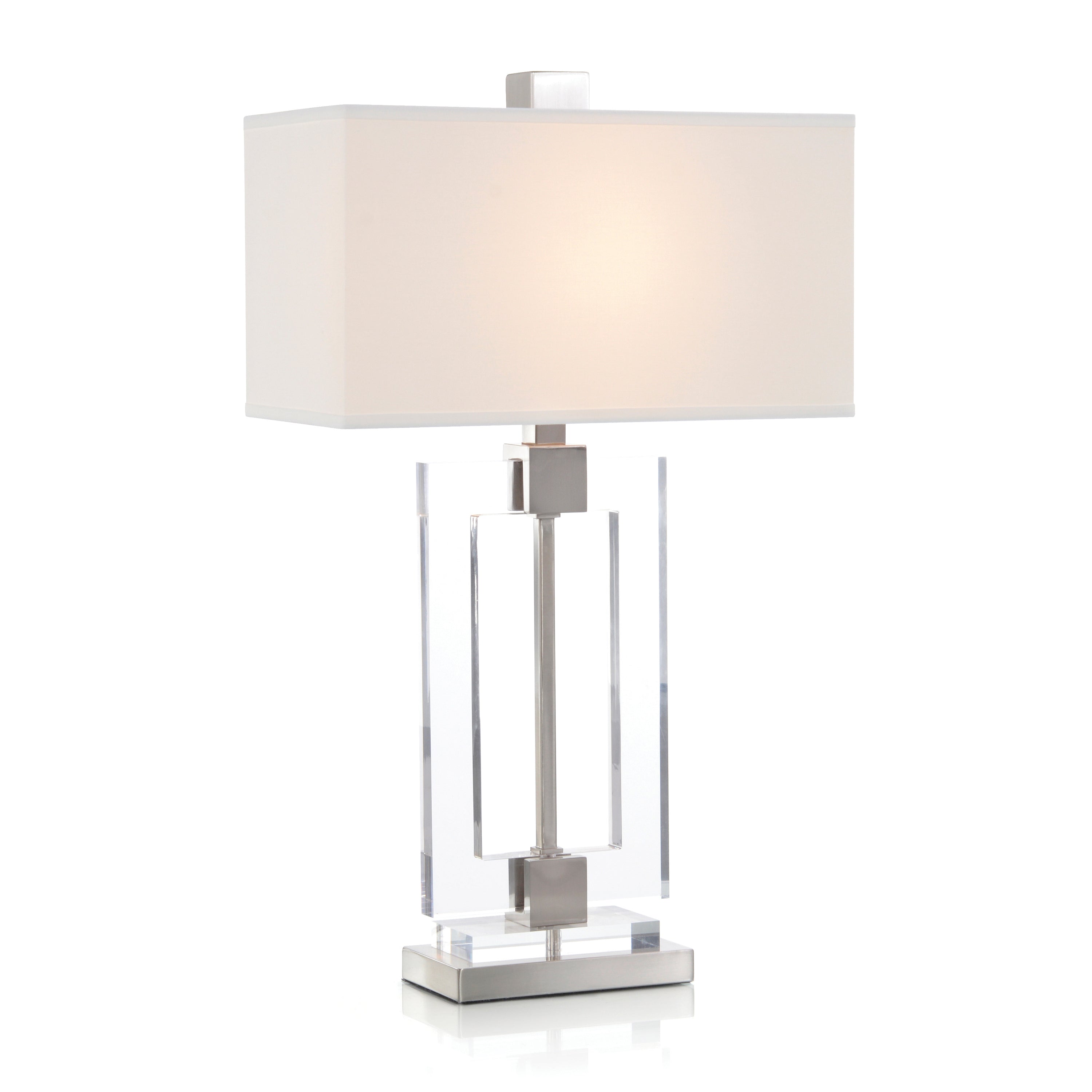 Glass and Brushed Nickel Frame Table Lamp