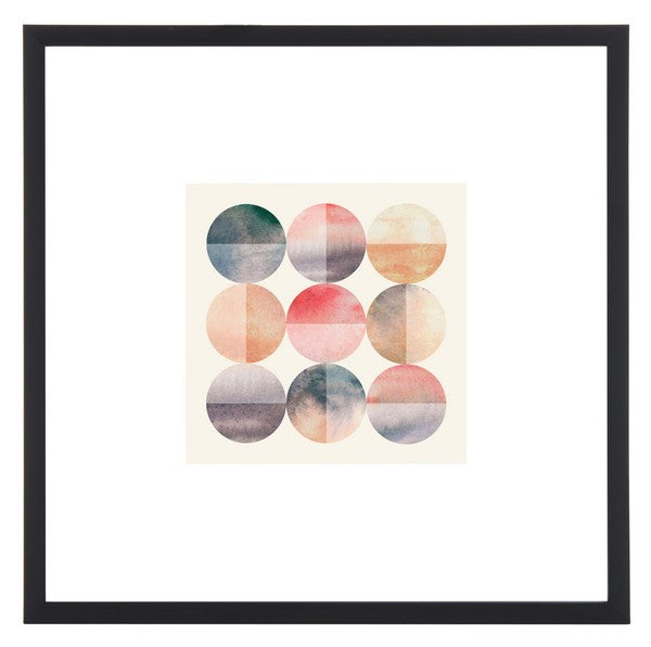 ACROSS MANY OCEANS, 16 x 16 INCH, BLUSH/BLUE GREEN, FRAMED WALL ART