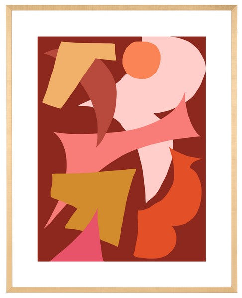 LEZIONI DI TANGO, 24x30 POLLICI, SALMONE/ROSSO PROFONDO, ARTE PARETE FRAMED