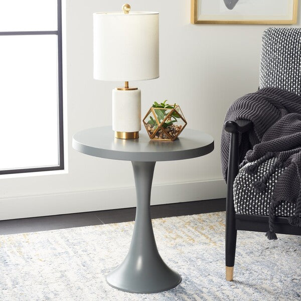 GALIUM ALUMINUM ROUND TOP SIDE TABLE