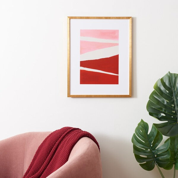 VERNICIARE LA CITTÀ ROSA, 16x20 POLLICI, ROSSO DI LAMPONE/ROSA, ARTE PARETE FRAMMATA